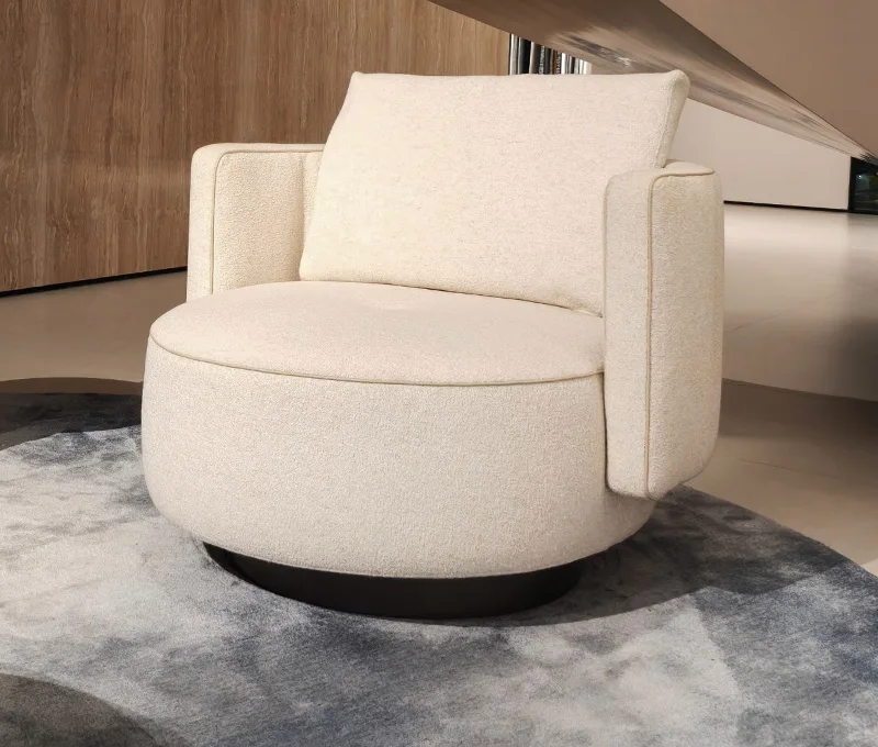 Cream bouclé swivel chair