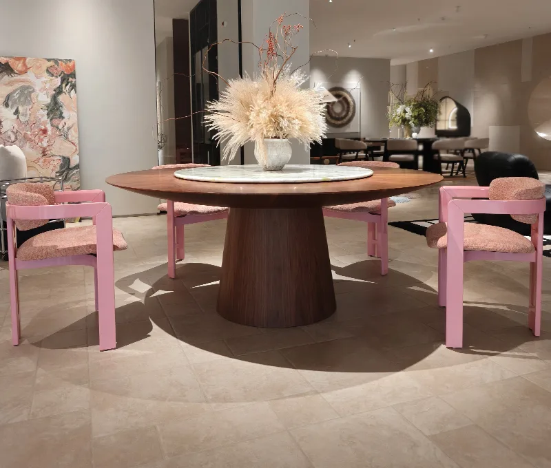 Walnut round dining table